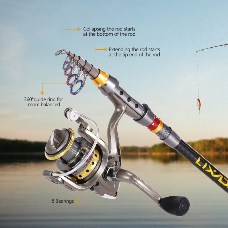 Телескопическая удочка и Катуш – обзор и цена Fishing Rod Surf